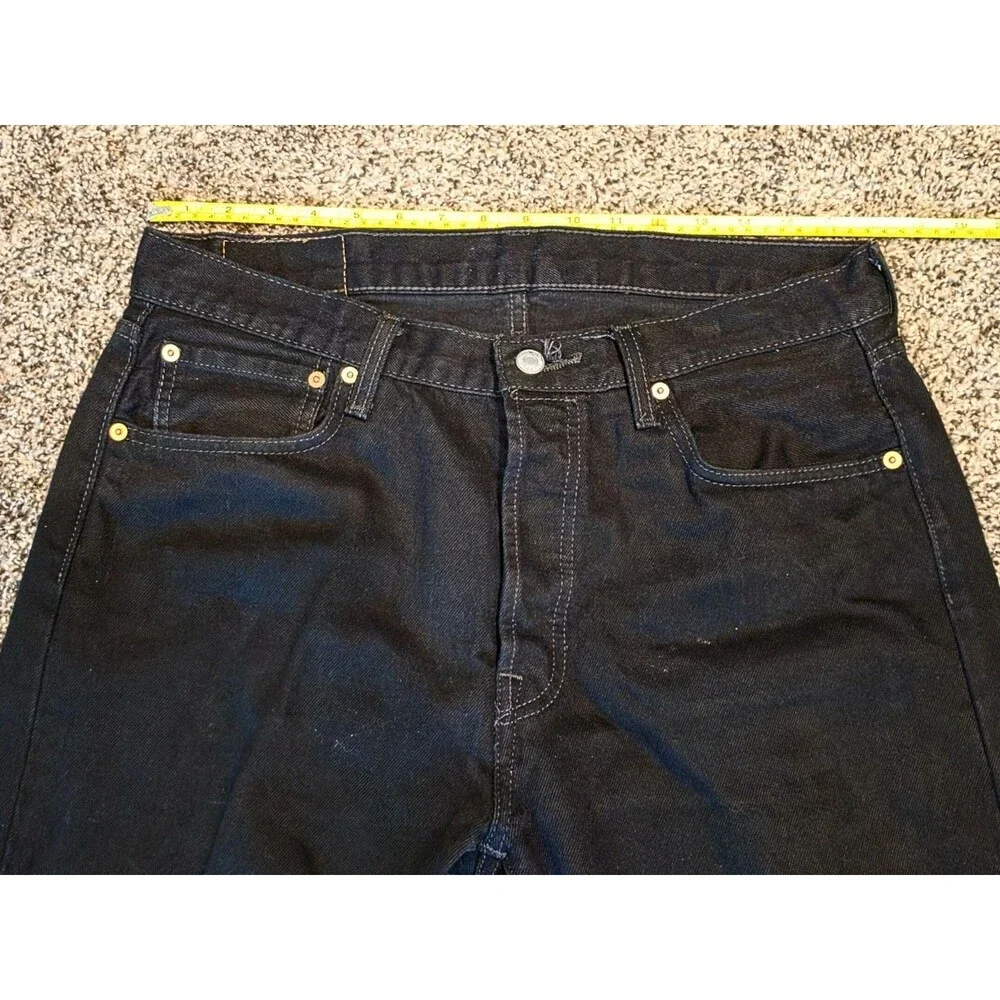 Levis 501 Jeans Mens 34x34 Black Straight Leg Button Fly Denim Grunge Classic